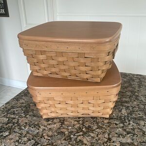 Longaberger Storage bins with protectors & lids